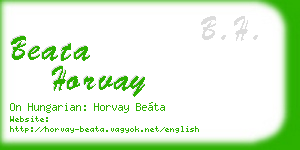beata horvay business card